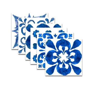 12pcs Modre in Bele Porcelanaste Samolepilni PVC Keramične Ploščice Nalepke, Nepremočljiva