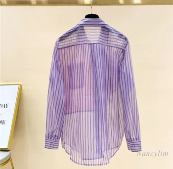 2020 Spomladi in Jeseni Žensk v korejskem Slogu Svoboden Črtasto Majico Novo Ruffle Bluzo Moda Dekleta, dame vrhovi blusas mujer de moda