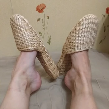 2020 žensk slame copate ročno izdelani sandali unisex poletje doma čevlji nov par čevljev moda plažo, natikači moški čevlji