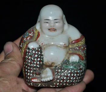 Poroka dekoracija Kitajski Budizem Wucai porcelana glaze bogastvo Vesel smeh Maitreja Buda kip