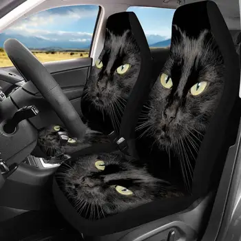 INSTANTARTS Celoten Sklop 2 Prednji Sedež Avtomobila Zajema Žival Mačka Črna Trajne Zračne Blazine Udobje Kritje Protetor Mat Pad Dodatki