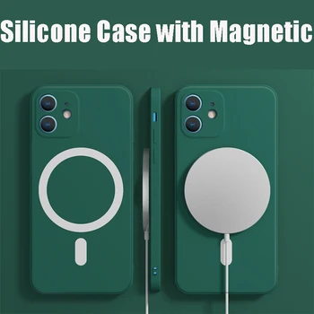 Magnetna Tekočina Silikonsko Ohišje Za iPhone 12 11 XS Pro Max XR X 12 Mini Shockproof Mehko Kritje za iPhone 12Pro Mag varno Primeru Capa