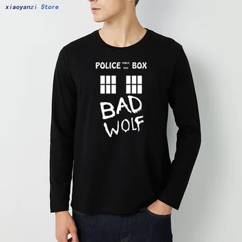 Človek t srajce Bombaž Bad Wolf TARDIS Zdravnik, Ki je policija polje okno na javni razpis, Fantje, moški dolge majice, vrhovi tee nekaj oblačil
