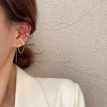 Komplet uhani 2020 trend nenavadnih piercing punk uho lisice za ženske, posnetek na uhane korejskem slogu retro verižno earcuff moda