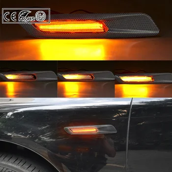 Dinamični F10 Slog LED strani marker svetilko vključite opozorilne luči Dim objektiv+3D Ogljika obloge za BMW E60 E61 E82 E88 E90 E91 E92 E93