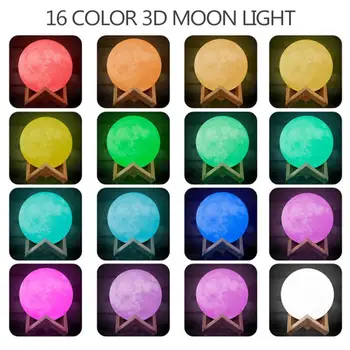 2/16 Barvo Polnjenja Moon Light Night Light Touch Stikalo za Daljinski Nadzor 3D Tiskanje Lučka Spalnica Naslonjač Noč Svetlobe Počitnice Gif