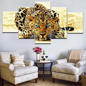 5 Kos Platna, Slikarstvo, Umetnost Živali Stenske Slike Za Dnevna Soba Dekor Plazi Leopard, Tiskanje Velikih Sodobnih Steni Plakat