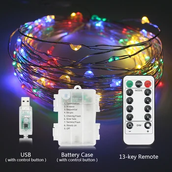 Luči LED trakovi , bakreni trak 5m 10m，USB Priključite baterijo ali polje ,RGB z daljinskim upravljalnikom,Za stranke kot Božično dekoracijo