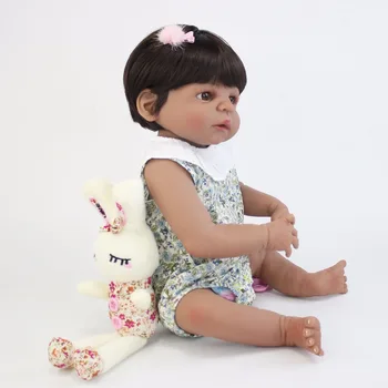 55 cm Polni Silikona Telo Prerojeni Baby Doll Igrača Kot Pravi Črno Kožo Novorojenih Dojenčkov Živ Bebe Lutka Kopanje Igrača za Dekleta Bonecas