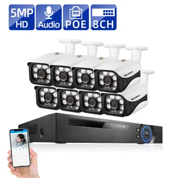 HKIXDISTE H. 265+ 8CH 5.0 MP NVR POE Varnosti IP kamer Zunanji IR-CUT CCTV Video Nadzor Snemalnik Komplet za Obraz-Snemanja